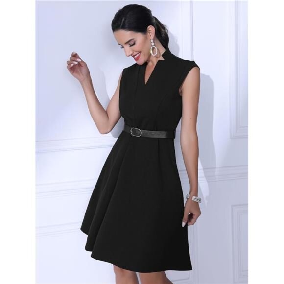 Women's Fit and Flare Dresses Black - Picture 3 of 5